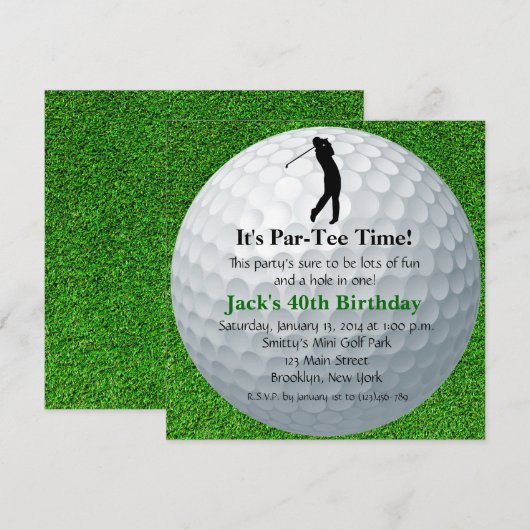 ゴルフ マン 誕生日 招待状 (正面/裏面)
