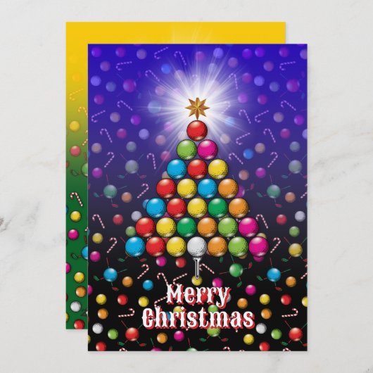 ゴルフ メリークリスマス - ホリデーデザイン シーズンカード (正面/裏面)