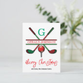 ゴルフ メリークリスマス - ホリデーデザイン ポストカード (スタンド正面)