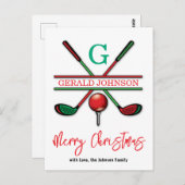 ゴルフ メリークリスマス - ホリデーデザイン ポストカード (正面/裏面)