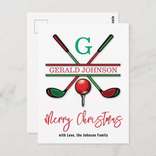 ゴルフ メリークリスマス - ホリデーデザイン ポストカード (正面/裏面)