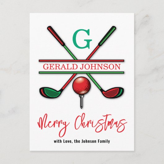 ゴルフ メリークリスマス - ホリデーデザイン ポストカード (正面)