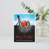 ゴルフ メリークリスマス - ホリデーデザイン ポストカード (スタンド正面)