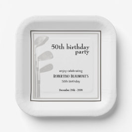 ゴルフ モダン ビジネス 白 黒 50歳の誕生日 ペーパープレート