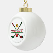 ゴルフ モノグラム メタリック グリーン シルバー セラミックボールオーナメント (右)