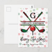 ゴルフ モノグラム メリークリスマス - ホリデー デザイン ポストカード (正面/裏面)
