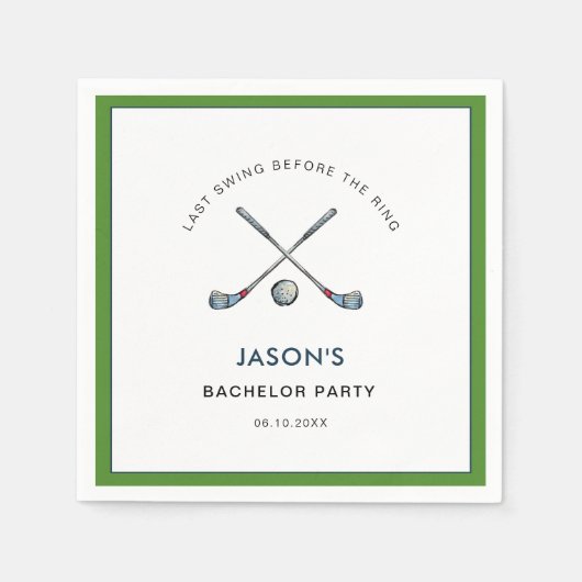 ゴルフ"リングの前の最後のスイング"バチュラーパーティ スタンダードカクテルナプキン (正面)