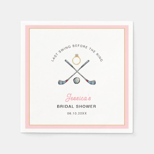 ゴルフ"リングの前の最後のスイング"ブライダルシャワー スタンダードカクテルナプキン (正面)