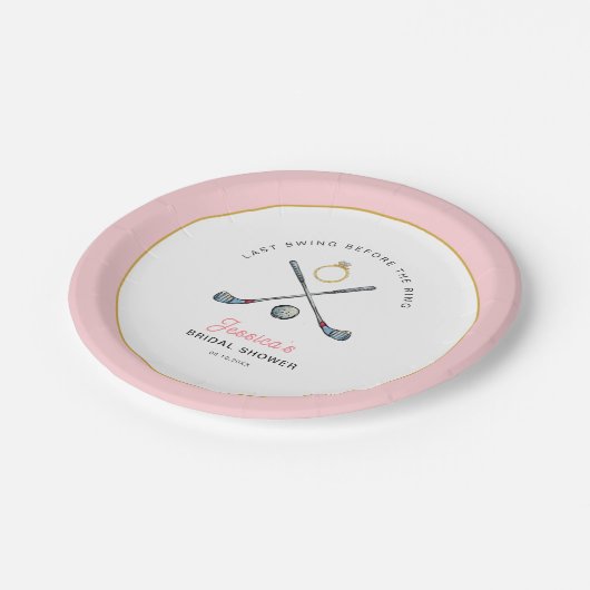 ゴルフ"リングの前の最後のスイング"ブライダルシャワー ペーパープレート (アングル)