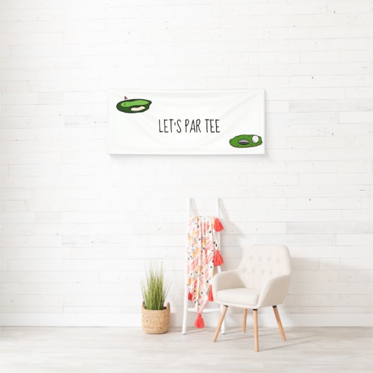 ゴルフ・レッツ・ティー（白緑にゴルフの旗を掲げる）  横断幕 (インサイチュ)