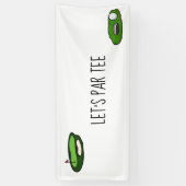 ゴルフ・レッツ・ティー（白緑にゴルフの旗を掲げる）  横断幕 (縦)