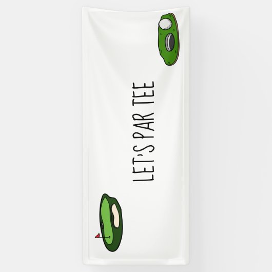 ゴルフ・レッツ・ティー（白緑にゴルフの旗を掲げる）  横断幕 (縦)