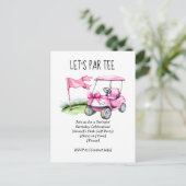 ゴルフ　レッツ パーティー　ゴルフ旗付きのグリーン ポストカード (スタンド正面)