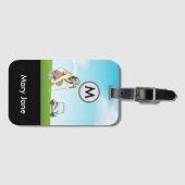 ゴルフ・レディー・ゴルファー、カート・モノグラム・ネーム付きホール ラゲッジタグ (正面横)