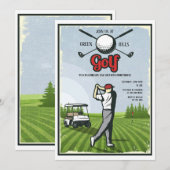 ゴルフ レトロ 招待状 (正面/裏面)