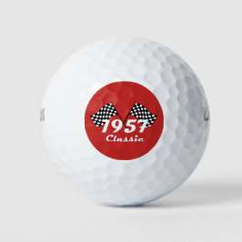 ゴルフ レトロ 1957 クラシック 黒 白 チェッカーフラグ ゴルフボール
