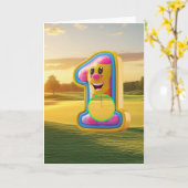 ゴルフ。ワンショットでホールアウト。 カード (黄色い花)