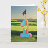 ゴルフ。ワンショットでホールアウト。 カード (黄色い花)