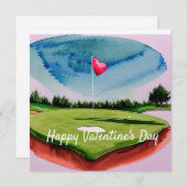 ゴルフ ヴァレンタインデー ゴルフコース 水彩画 シーズンカード (正面/裏面)