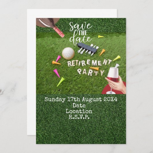 ゴルフ 保存日 ゴルフ引退パーティー グリーンで セーブザデート (正面/裏面)