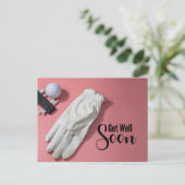 ゴルフ 女性ゴルファーのためのピンクのテーマの回復おめでとう ポストカード (スタンド正面)