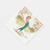 ゴルフ 女性ゴルファー ゴルフコースにて スタンダードランチョンナプキン (角)