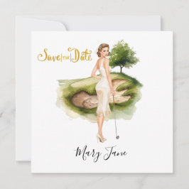 ゴルフ 女性ゴルファー ゴルフコース ウェディングドレス セーブザデート