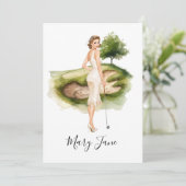 ゴルフ 女性 ゴルファー ゴルフコース ブライダル 招待状 (スタンド正面)