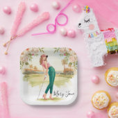 ゴルフ 女性 ゴルファー ゴルフコース ペーパープレート (パーティー)