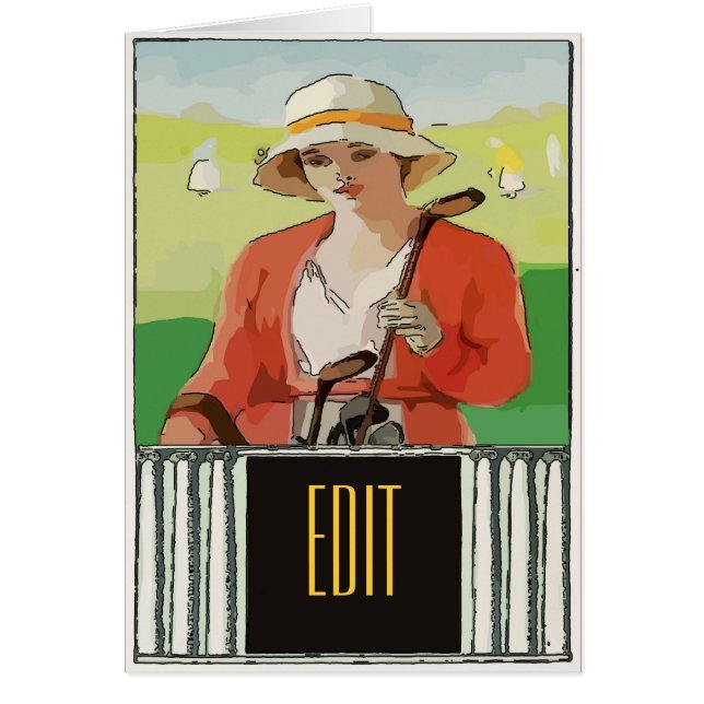 ゴルフ，女性，編集文字 (正面)