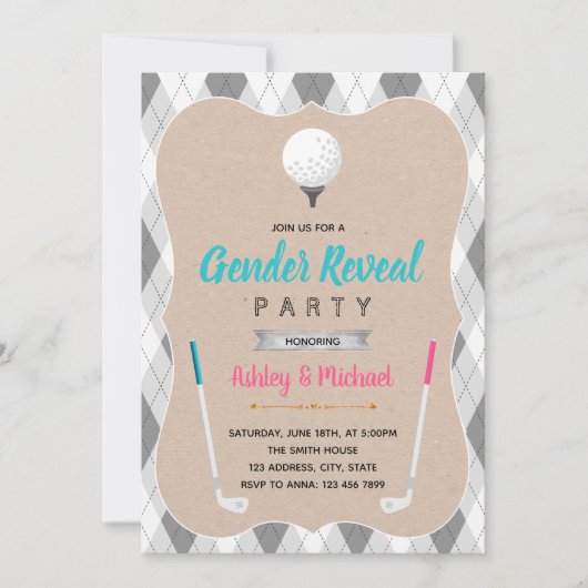 ゴルフ 性別発表 テーマ 招待状 (正面)
