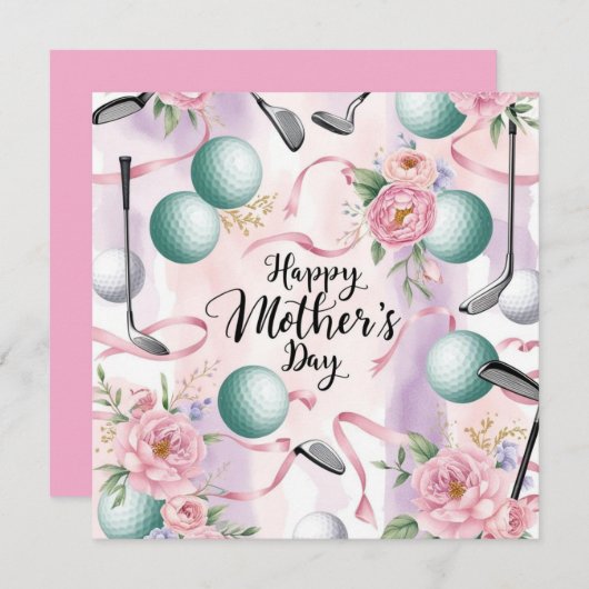 ゴルフ 母の日のボールと花をママに シーズンカード (正面/裏面)