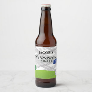 ゴルフ、灰色の格子縞の退職パーティー ビールラベル