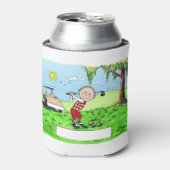 ゴルフ、男性 – パーソナライズされたフォーク漫画 缶クーラー (缶正面)