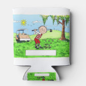 ゴルフ、男性 – パーソナライズされたフォーク漫画 缶クーラー (裏面)