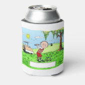 ゴルフ、男性 – パーソナライズされたフォーク漫画 缶クーラー (缶裏面)