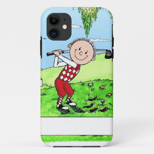 ゴルフ、男性 – パーソナライズされたフォーク漫画 Case-Mate iPhoneケース (裏面)