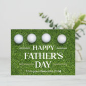 ゴルフ 緑の芝生でゴルフを楽しむお父さんへ、ハッピー ファーザーズ デー シーズンカード (スタンド正面)