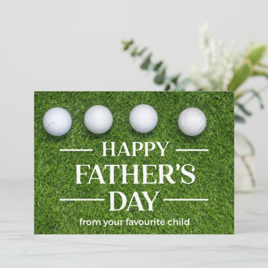 ゴルフ 緑の芝生でゴルファーの父の日 シーズンカード (スタンド正面)