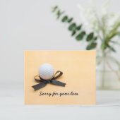 ゴルフ　黒いリボンで哀悼の意を表します ポストカード (スタンド正面)