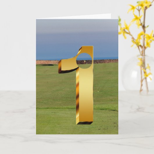 ゴルフ。1つの穴。 カード (黄色い花)