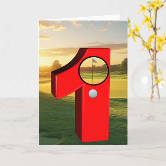 ゴルフ。1つの穴。 カード (黄色い花)