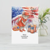 ゴルフ 4th July 猫の招待状 Save the Date 招待状 (スタンド正面)