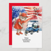 ゴルフ 4th July 猫の招待状 Save the Date 招待状 (正面/裏面)