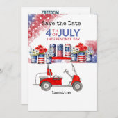 ゴルフ  4th of July 独立記念日 バーベキュー付き 招待状 (正面/裏面)