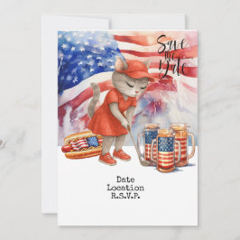 ゴルフ 4th of July 猫の招待状 Save the Date 招待状