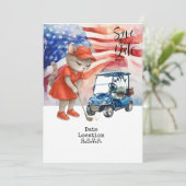 ゴルフ 4th of July 猫の招待状 Save the Date 招待状 (スタンド正面)