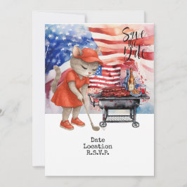 ゴルフ 4th of July 猫の招待状 Save the Date 招待状