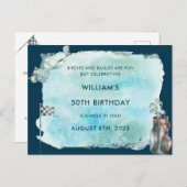 ゴルフ 50歳の誕生日パーティー 水彩 ポストカード (正面/裏面)