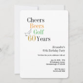 ゴルフ 60歳の誕生日 お祝い ビール ミニマル 招待状 (正面)